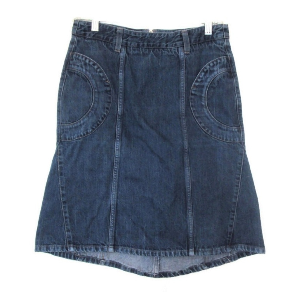 mod retro sisley blue jean denim skirt size small